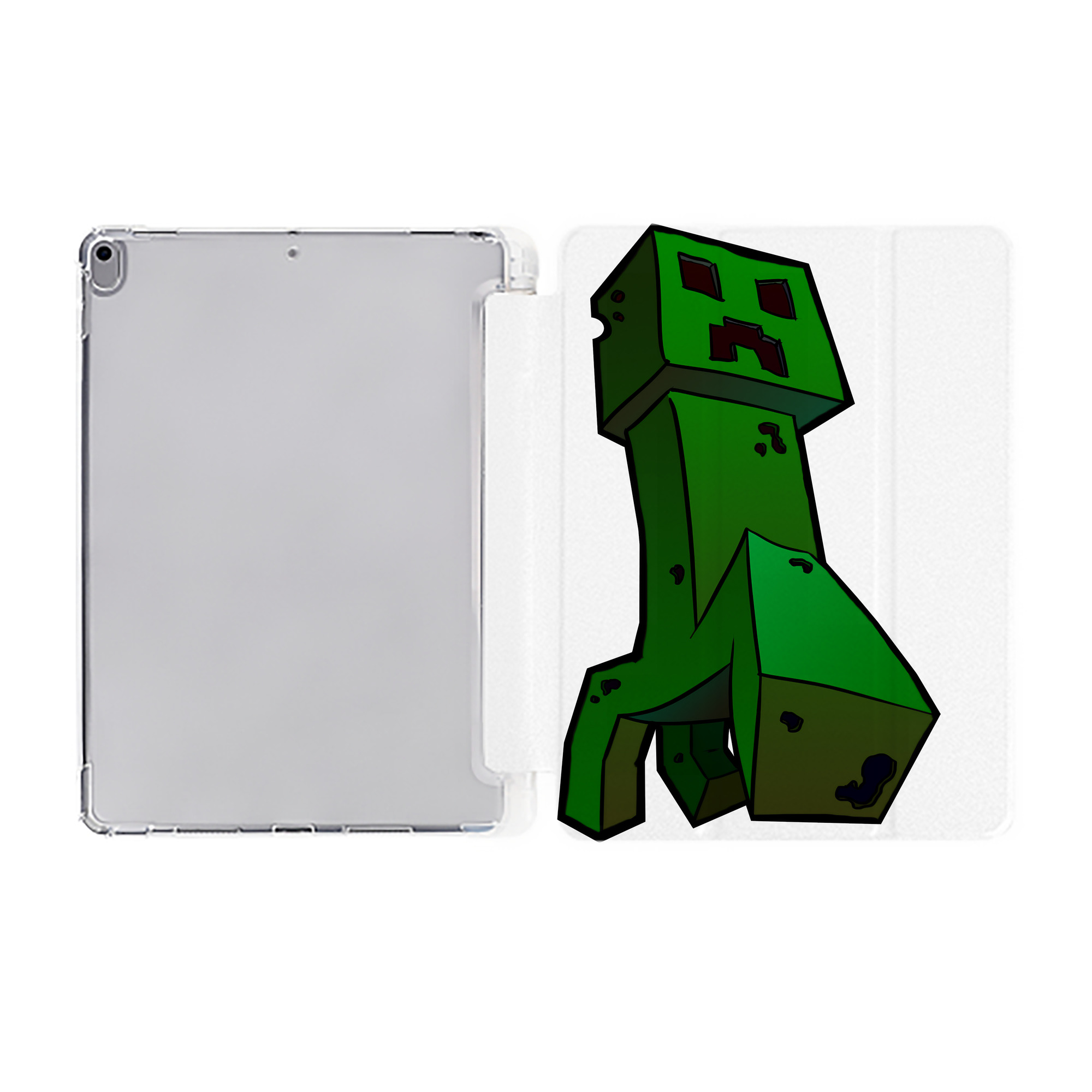（画像用） マインクラフト ブロックの世界 Minecraft MC Block world IPad ケース ペン収納付き 三つ折りスタンド PUレザー×シリコン 対応機種9.5/10.5/10.9インチ